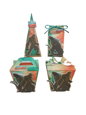 Kit 30 caixinhas godzilla vs kong lembrancinha personalizada
