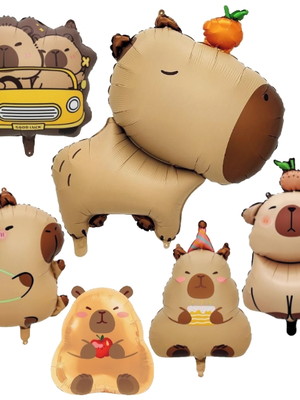 Kit 6 balões capivara com 6 modelos grandes balão metalizado