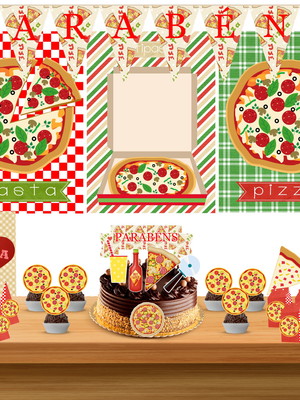 Kit festa pizza -só um bolinho 35pçs