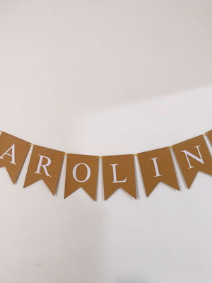 Bandeirola em kraft com nome em branco par decoração