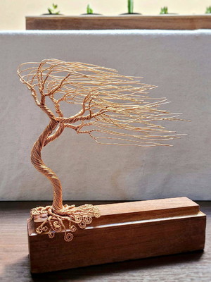 Escultura de árvore vento em cobre
