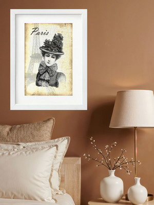 Quadro vintage paris dama antiga- 60x48 cm