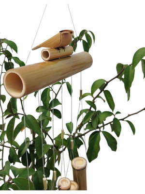 Sino dos ventos passarinho de bambu artesanal