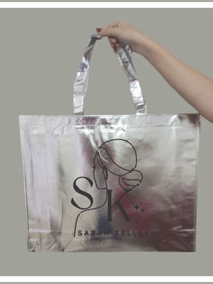 50 sacolas metalizadas personalizadas com logo 35x45,5 cm
