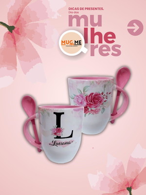 Caneca personalizada rosa com colher