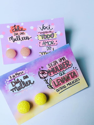 Cartela de brincos para brinde dia das mulheres
