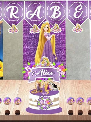 Kit festa em casa - rapunzel- só um bolinho mêsversáriç