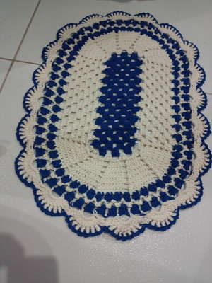 Jogo de banheiro com três peças azul