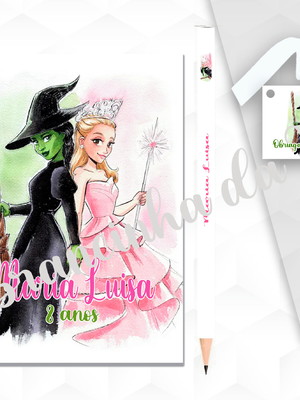 Bloquinho g+lápis wicked personalizado
