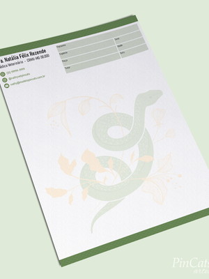 Modelo de receituário vet snake - musgo (arte digital)