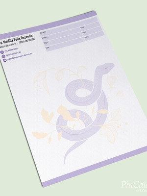 Modelo de receituário vet snake - roxo (arte digital)