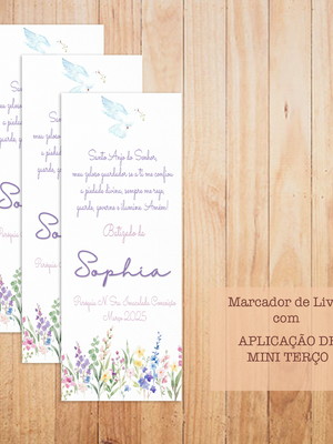 Marcador livro batizado com mini terço