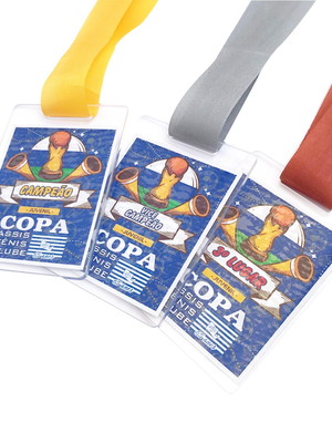 Kit 100 medalhas em acrilico personalizada 5x7cm