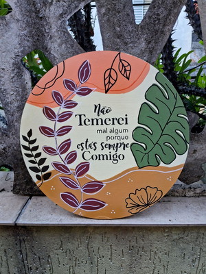 Quadro de mdf personalizado com pintura orgânica e versículo