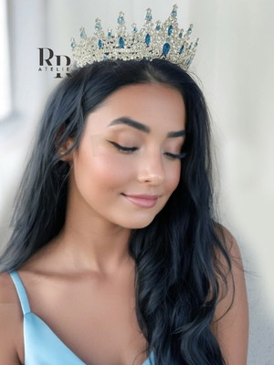 Coroa debutante festa 15 anos prata pedra azul