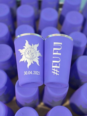 Copos acrílico twister 500ml lilas com prata - festa 15 anos