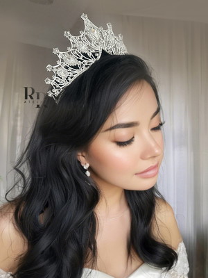Coroa de noiva tiara luxuosa banho de prata