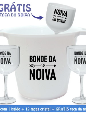 Kit despedida bonde da noiva balde de gelo + taças gin tran