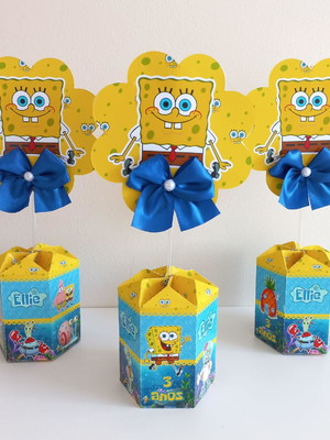 Centro de mesa bob esponja - enfeite de mesa bob esponja