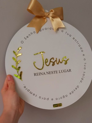 Placa decorativa jesus para porta de entrada - 1 unidade