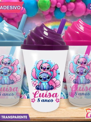 Copo chantilly personalizado stitch & angel - 300 ml