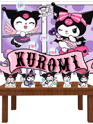 Kit festa prata kuromi my melody hello kitty painel display