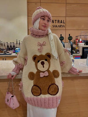 Sueter de lã urso fofo