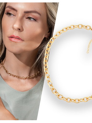 Choker elos grossos banhado a ouro 18k c/ garantia