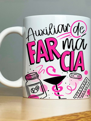 Caneca de cerâmica profissão auxiliar de farmácia