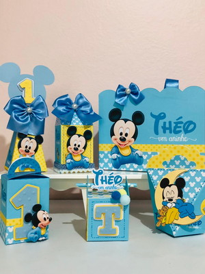 Kit mickey baby 20 peças + 20 kit colorir com sacolinhas