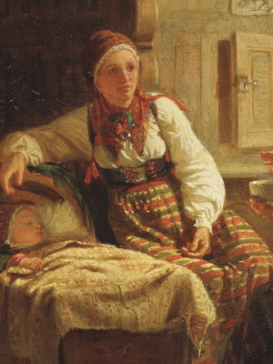 Quadro clássico de adolph tidemand - a cartomante.