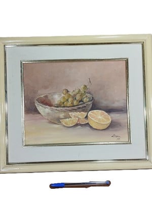 Quadro antigo decorativo pintura tela orig 44x38x2.5cm 720g