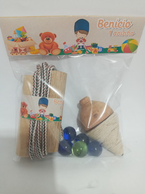 Kit pião corda e bolinha de gude brinquedos