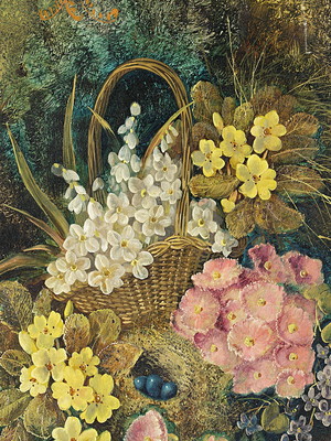 Quadro clássico de georg clare - still life com prímulas, ge