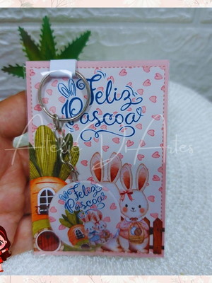 Lembrancinhas chaveiro personalizado com card de páscoa