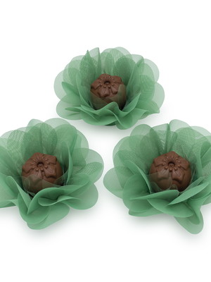 50 forminhas para doces tecido - camélia verde oliva