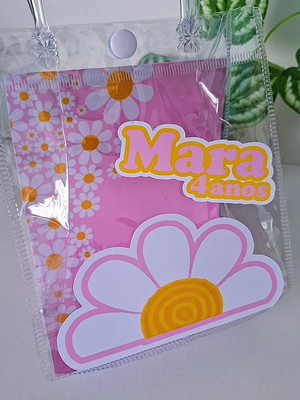 Sacola pvc transparente margarida