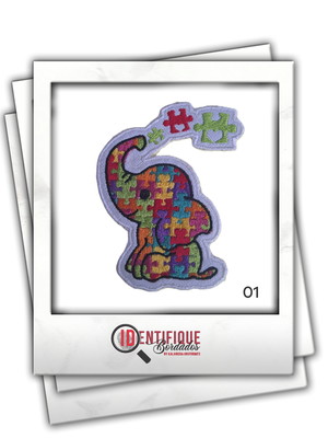 Patch bordado termocolante autismo - elefante da consciencia