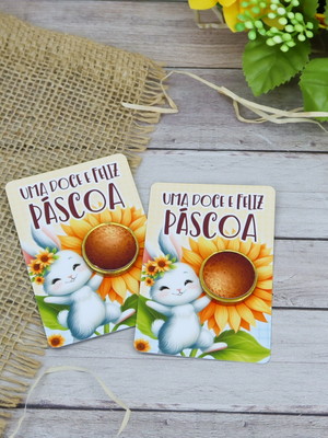 Cartão com moeda de chocolate páscoa