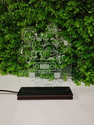 Luminária personalizada com led branco safari