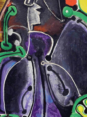Quadro clássico de pablo ruiz picasso - mulher sentada. 1949