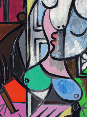 Quadro clássico de pablo ruiz picasso - mulher escrevendo. 1