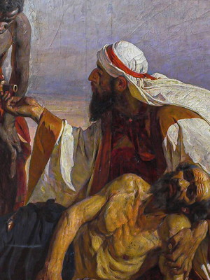Quadro clássico de vasily ivanovich surikov - um bom samarit