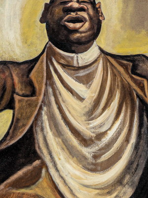Quadro clássico de ernie barnes - pregador.