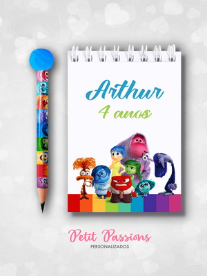 Bloquinho e mini lápis pompom - divertidamente
