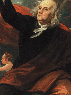 Quadro clássico de benjamin west - benjamin franklin, eletri