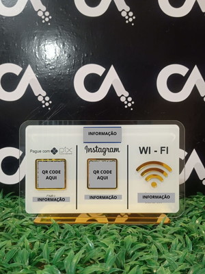 Placa pix instagram wifi qr code personalizada