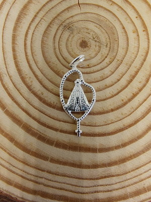 Pingente terço nossa senhora aparecida - prata 925