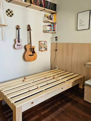 Cama solteiro japonesa madeira maciça