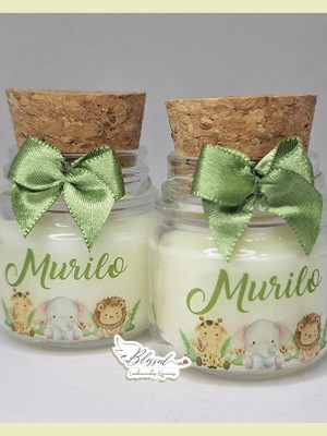Lembrancinha safari mini vela perfumada